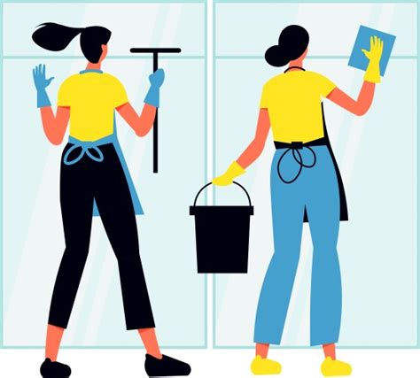 Two Cleaning Women Royalty Free Vector Image Vectorstock