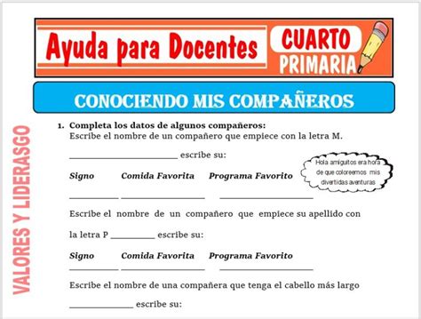 Valores Y Liderazgo Para Cuarto De Primaria Ayuda Para Docentes