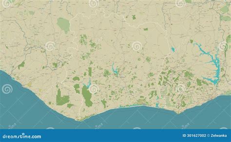 Ivory Coast Outlined Topo Humanitarian Stock Illustration