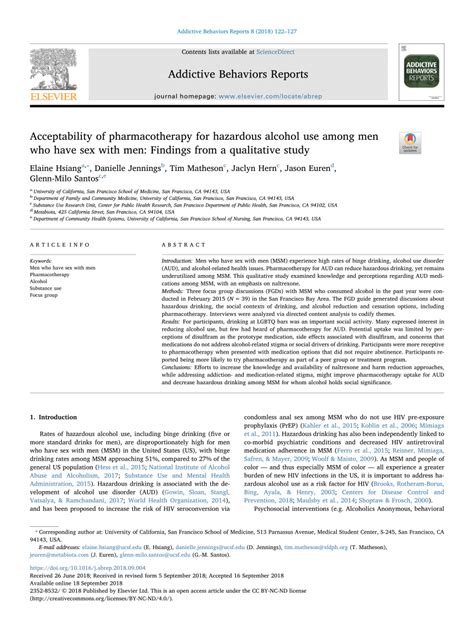 Pdf Acceptability Of Pharmacotherapy For Hazardous Alcohol Use Among