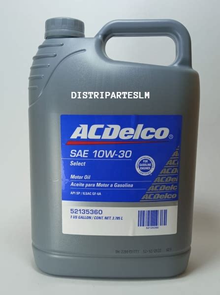 ACEITE ACDELCO 10W30 GALÓN SEMISINTÉTICO Distripartes LM