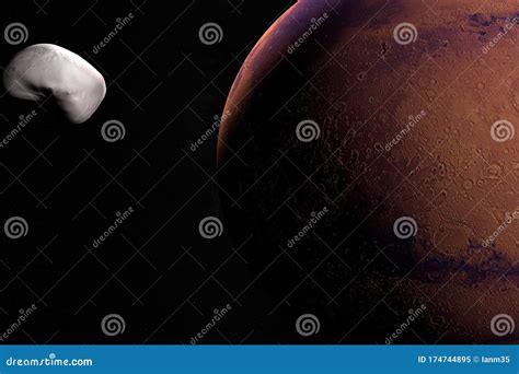 Moon Martian Deimos, Mars II, Orbiting Around Mars Planet. 3d Render ...