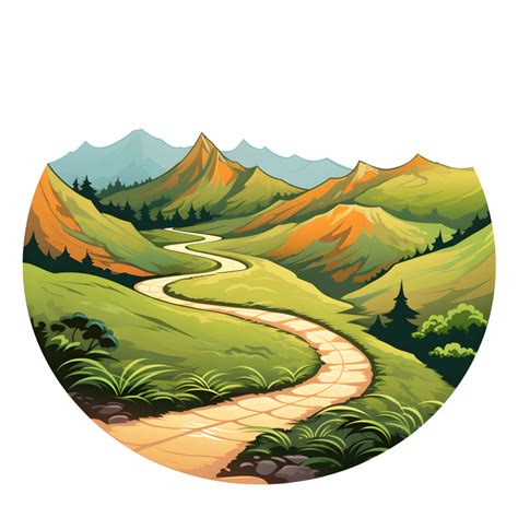 Hiking Clipart Of A Winding Trail Leading Through Rolling Hills And