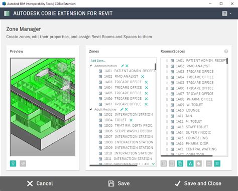 COBie Extension For Revit Zones