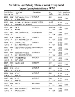 Fillable Online Sla Ny Temporary Operating Permits In Effect As Of