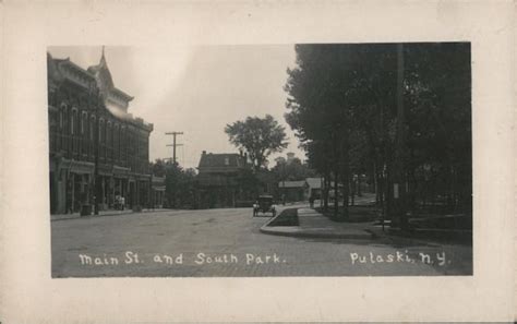 Main Street and South Park Pulaski, NY Postcard