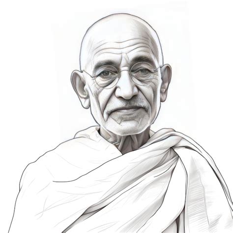 Premium AI Image | sketch line art of Indian Freedom Fighter Gandhi ji