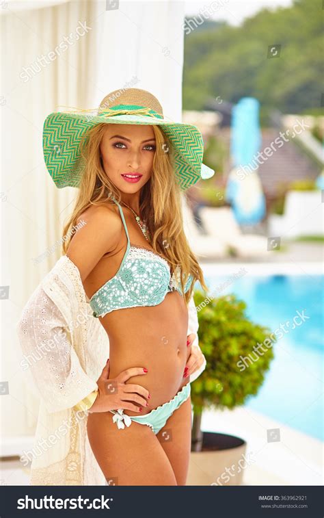 Sexy Girl Posing Bikini By Pool Stock Photo 363962921 Shutterstock