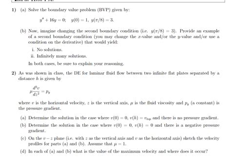 Solved 1 A Solve The Boundary Value Problem Bvp Given