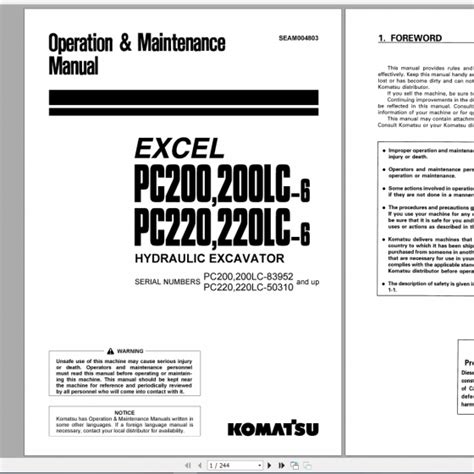 Komatsu Hydraulic Excavator PC200 200LC 6 PC220 220LC 6 Excel Operation