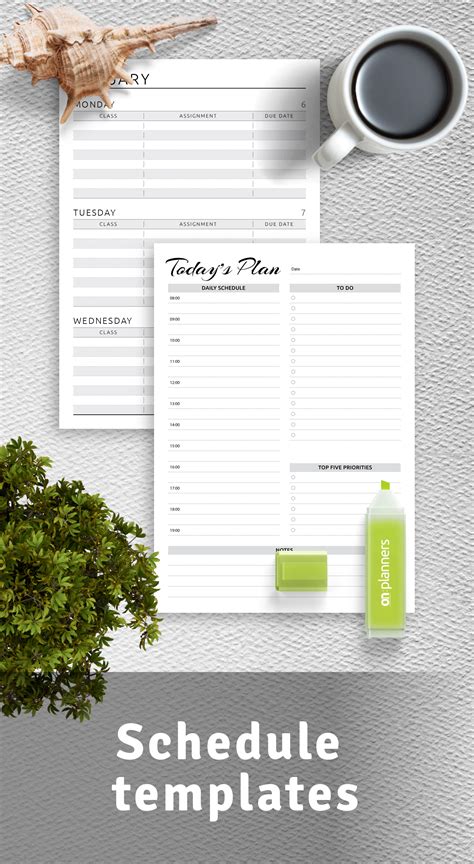 Schedule templates - Download PDF