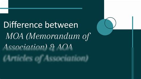 Solution Difference Between Moa Memorandum Of Association Aoa Articles