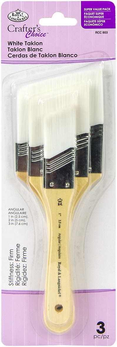 Crafter S Choice White Taklon Angle Brush Value Pack 3 Pkg Michaels