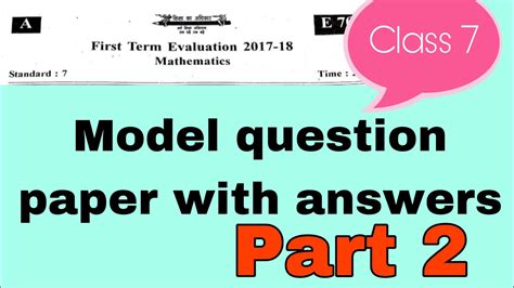 Th Standard Maths Model Question Papaer Question With Answers Scert