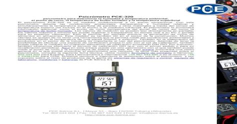 Psicrómetro PCE 320 psicrometro para determinar la humedad y