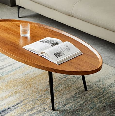 ANS_HOME Wooden Oval Coffee Table Rustic Coffee Table Mid-Century Modern Oval Sofa Table Nesting ...