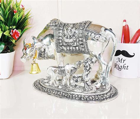 Silver Kamdhenu Cow And Calf Statue At Rs 390 Kamadhenu Cow And Calf