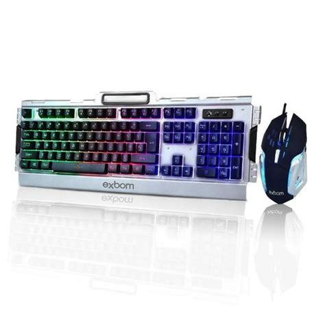 Kit Teclado E Mouse Gamer Led Acabamento Em Metal Bk G Exbom