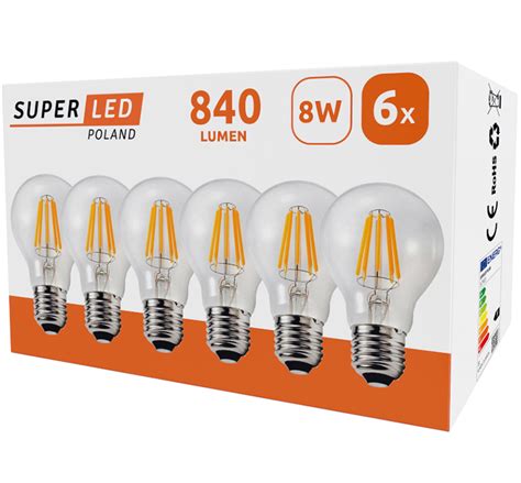 6x Żarówka Led E27 Filament 8w Edison Ozdobna Loft 1413 • Cena