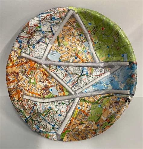 Paper Mache Bowl Using A Range Of Old Maps And Art Straws The