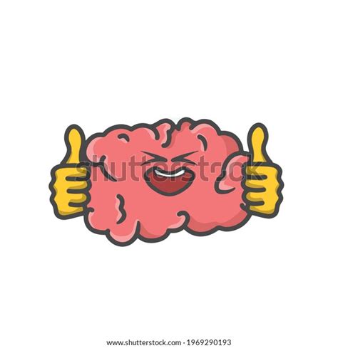 Cute Brain Character Flat Cartoon Vector Stock Vector (Royalty Free ...