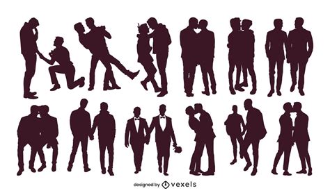 Descarga Vector De Colección De Silueta De Parejas Gay