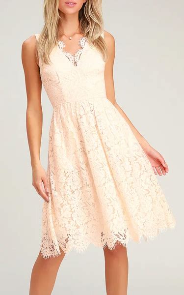 Love Swept Blush Pink Lace Midi Skater Dress