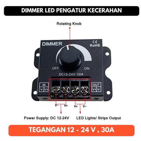 Jual Dimmer 30A 30 A Led Lampu 12V 24V 12 Volt 24 Volt Kecerahan