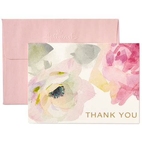 Hallmark Thank You Cards Watercolor Flowers 10 Cards With Envelopes