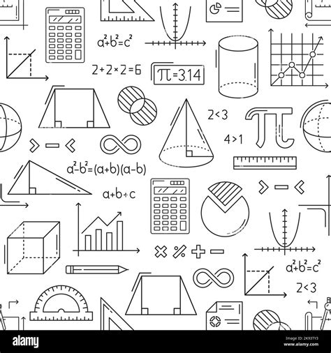 Mathematics Seamless Pattern Vector Background Of Math Education With