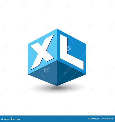 Letter Xl Logo In Hexagon Shape And Blue Background Cube Logo With