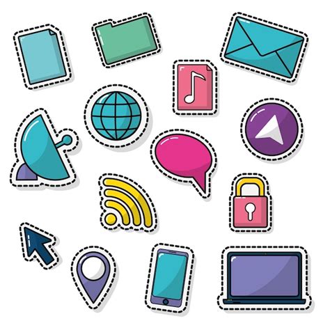 Conjunto De Iconos De Internet Vector Premium