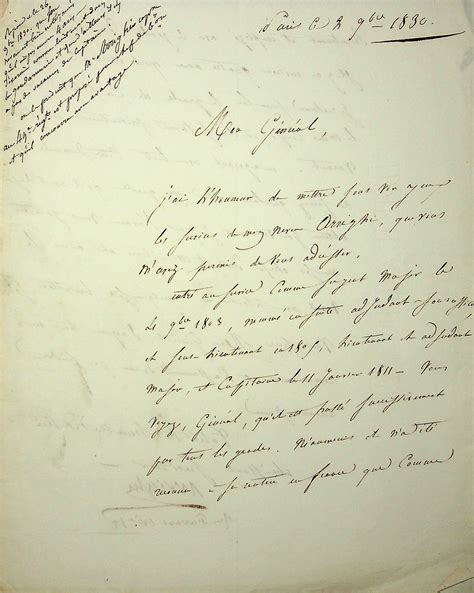 Lettre autographe signée by Jean Thomas Arrighi de Casanova 1778 1853