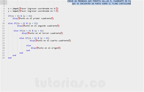 Sentencia If Else Matlab Cuadrante De Un Punto Sobre El Plano