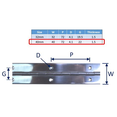 A2 Stainless Steel Continuous Hinge Piano Hinge Available In 32mm O