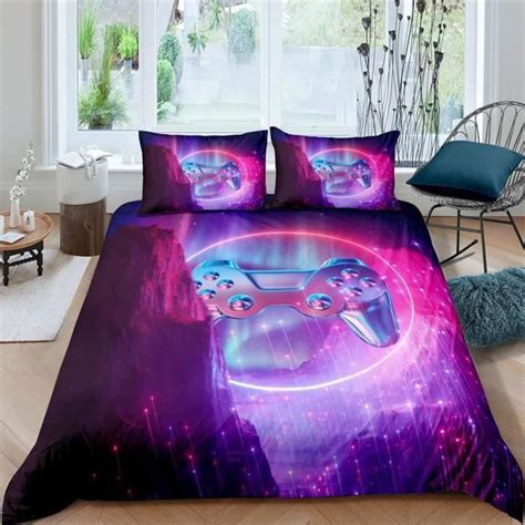 Gamer Housse De Couette Gaming Literie 200X200Cm Galaxy Jeu Vidéo