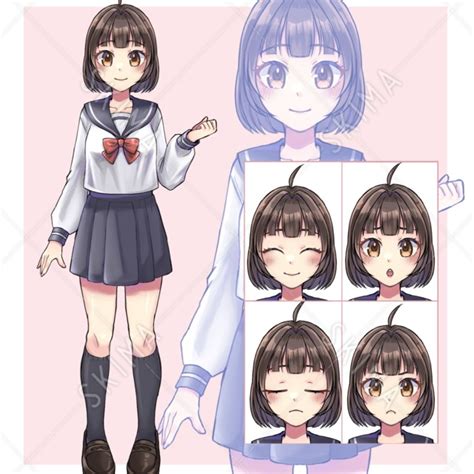 セーラー服の女子高生【表情差分5種】 スキマ イラスト依頼・キャラ販売ならskima