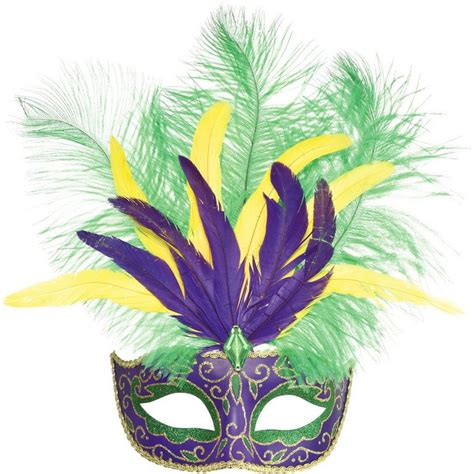 Feather Mardi Gras Masquerade Mask 6 1/2in x 13in | Party City