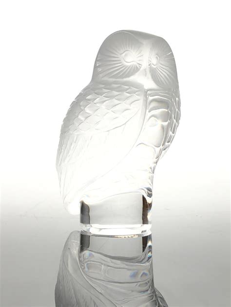 Lot Lalique France Frosted Crystal Owl Paperweight