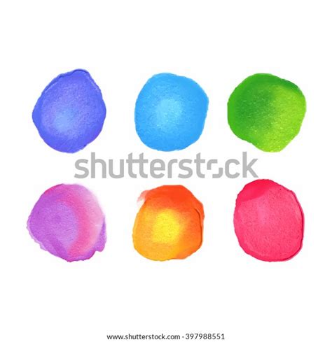 Vector Set Rainbow Watercolor Circles Stains Vector De Stock Libre De