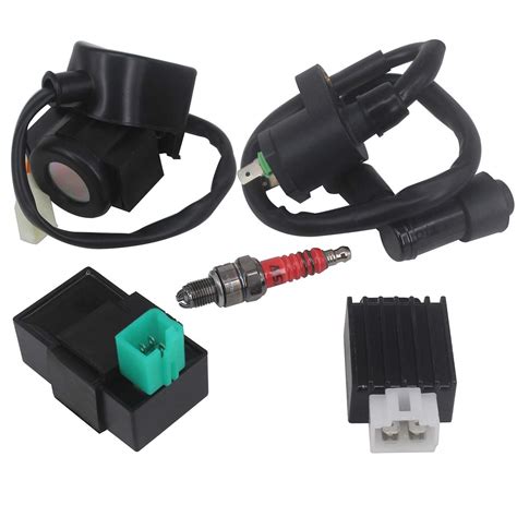 HKOO CDI Box Ignition Coil 5 Pin Regulator Rectifier Relay Spark Plug