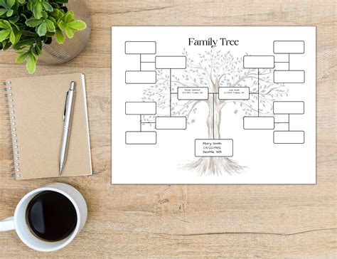 Family Tree Template 4 Generation, Family Tree Chart, Printable for ...