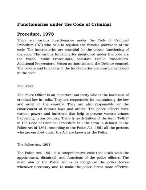 Functionaries Under The Code Of Criminal Procedure Functionaries