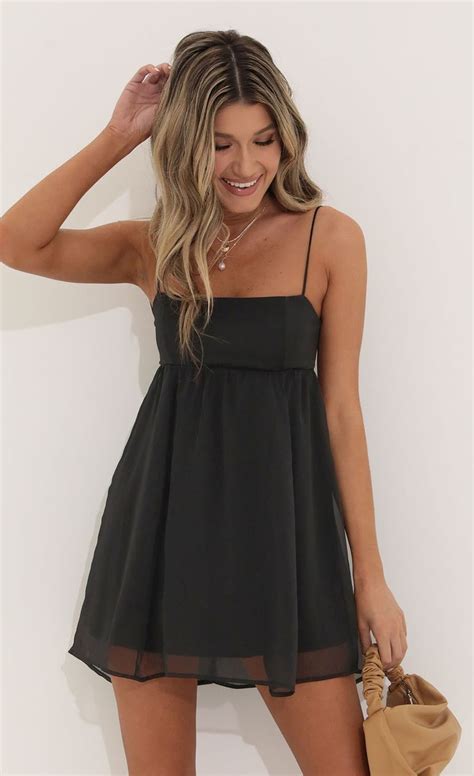 Juno Baby Doll Dress In Black Chiffon Lucy In The Sky