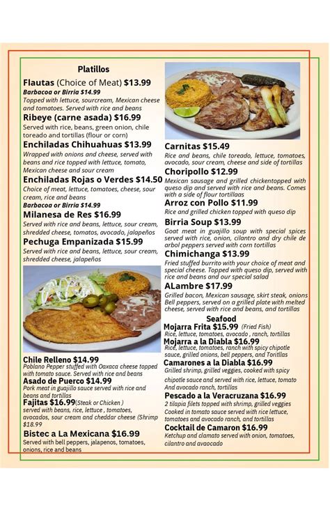 Menu — La Mexicana Restaurant