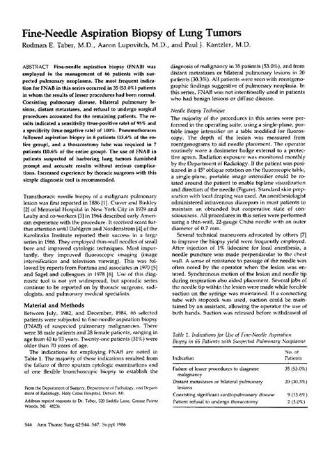 Pdf Fine Needle Aspiration Biopsy Of Lung Tumors Dokumen Tips