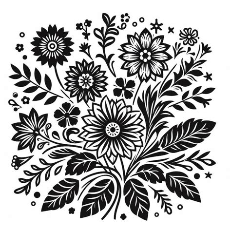 Vector Black and white flower pattern | Premium AI-generated image