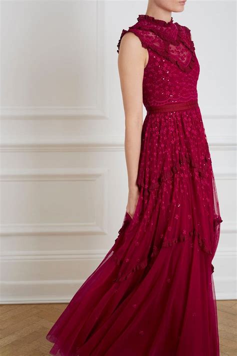 Daisy Shimmer Gown In Deep Red From Needle And Thread Cr19 Red Dress