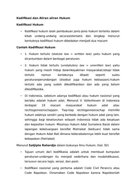 Kodifikasi Dan Aliran Aliran Hukum Kodifikasi Dan Aliran Aliran Hukum Kodifikasi Hukum