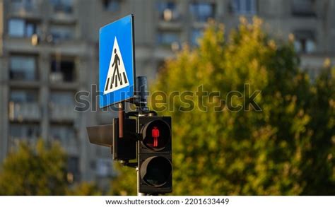 Pedestrian Traffic Light Sign Red Color Stock Photo 2201633449 ...